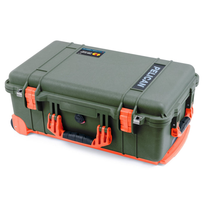 Pelican 1510 Case - OD Green & Orange Trolley - Empty (Case Only)