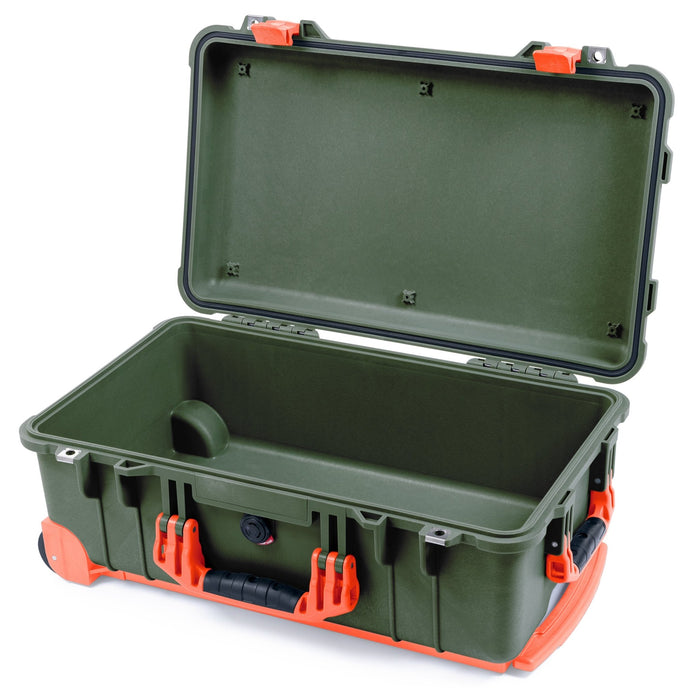 Pelican 1510 Case - OD Green & Orange Trolley - Empty (Case Only)