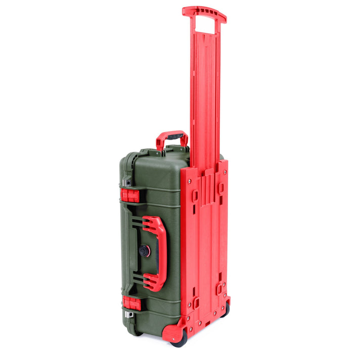 Pelican 1510 Case - OD Green & Red Trolley - Empty (Case Only)