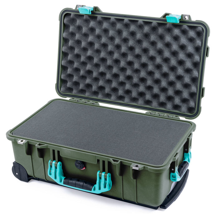 Pelican 1510 Case - OD Green & Teal - Pick & Pluck Foam / Convolute Lid Foam