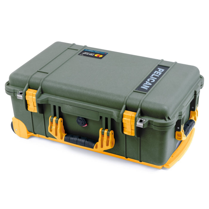Pelican 1510 Case - OD Green & Yellow Trolley - Empty (Case Only)