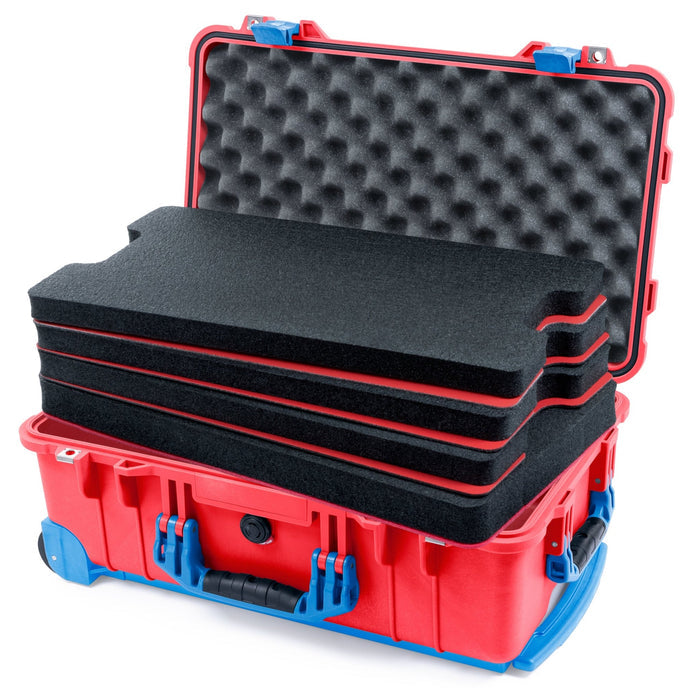 Pelican 1510 Case - Red & Blue Trolley - DIY Tool Foam Kit / Convolute Lid Foam
