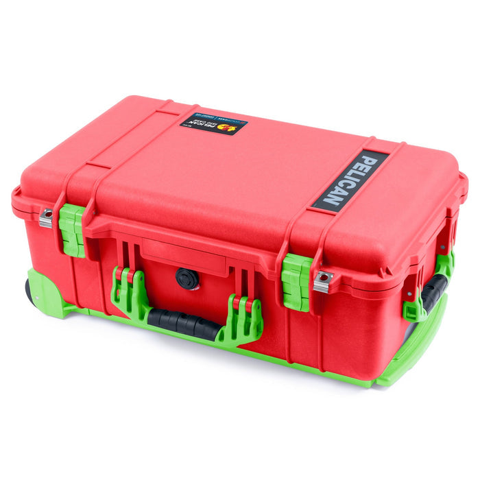 Pelican 1510 Case - Red & Lime Green Trolley - Empty (Case Only)