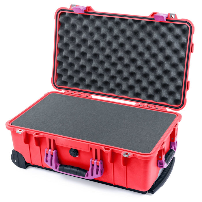 Pelican 1510 Case - Red & Magenta - Pick & Pluck Foam / Convolute Lid Foam