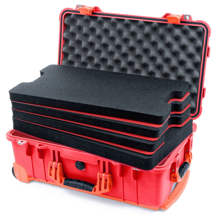 Pelican 1510 Case - Red & Orange Trolley - DIY Tool Foam Kit / Convolute Lid Foam