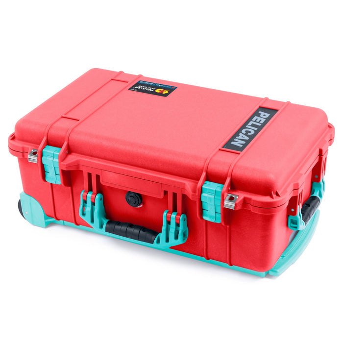 Pelican 1510 Case - Red & Teal Trolley - Empty (Case Only)