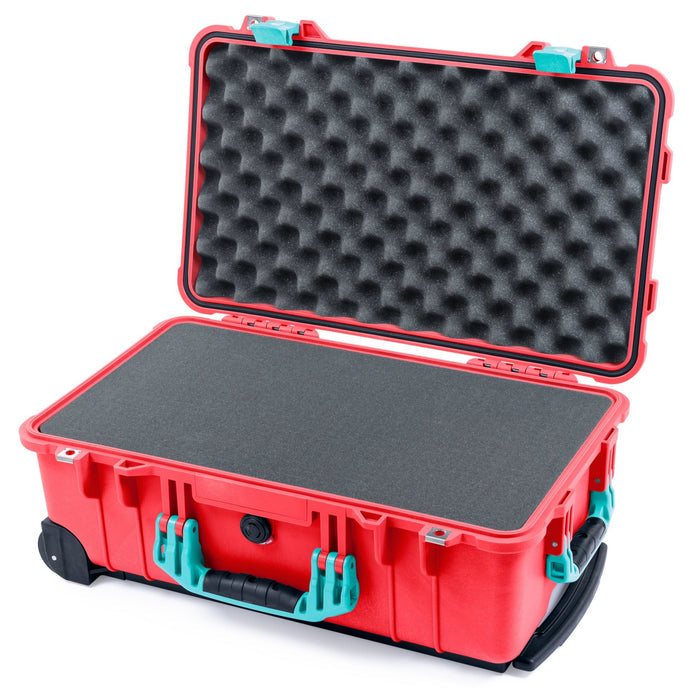 Pelican 1510 Case - Red & Teal - Pick & Pluck Foam / Convolute Lid Foam