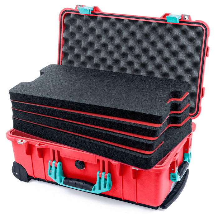 Pelican 1510 Case - Red & Teal - DIY Tool Foam Kit / Convolute Lid Foam