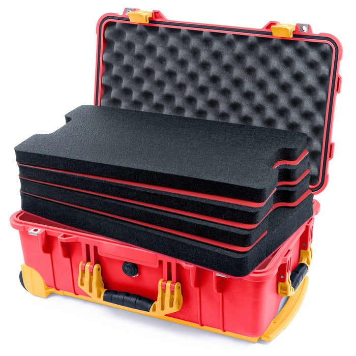 Pelican 1510 Case - Red & Yellow Trolley - DIY Tool Foam Kit / Convolute Lid Foam