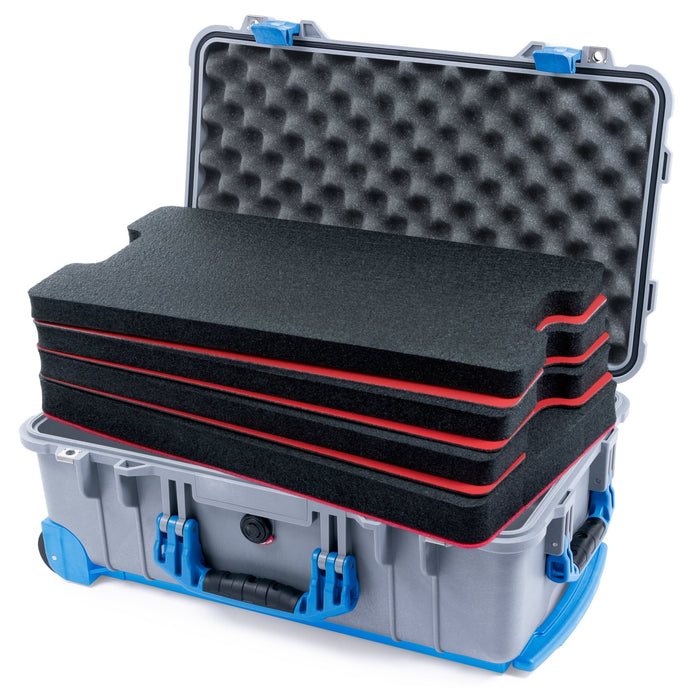 Pelican 1510 Case - Silver & Blue Trolley - DIY Tool Foam Kit / Convolute Lid Foam