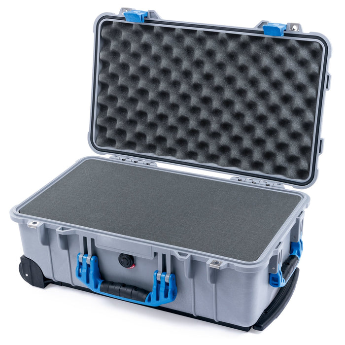 Pelican 1510 Case - Silver & Blue - Pick & Pluck Foam / Convolute Lid Foam