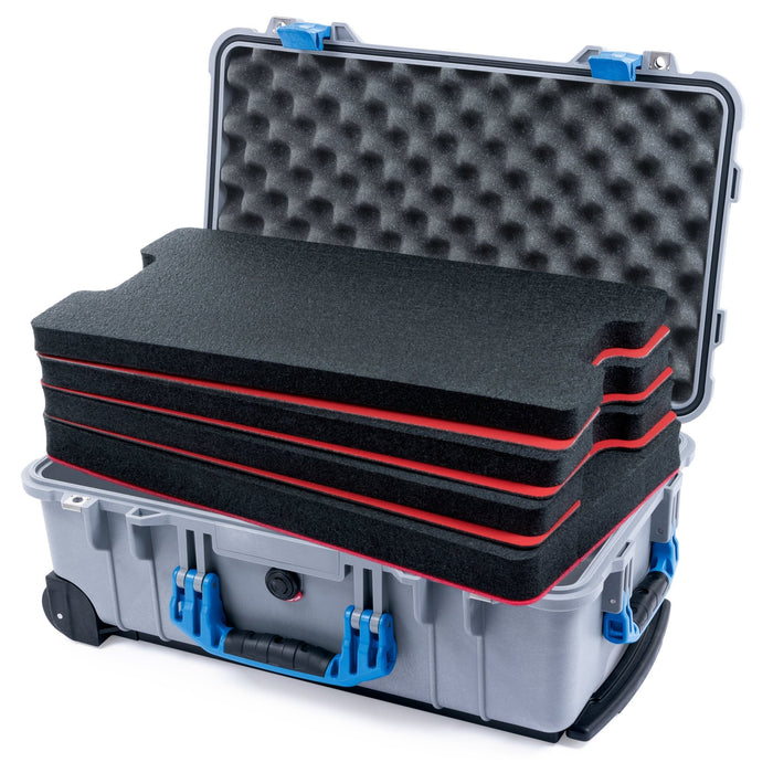 Pelican 1510 Case - Silver & Blue - DIY Tool Foam Kit / Convolute Lid Foam