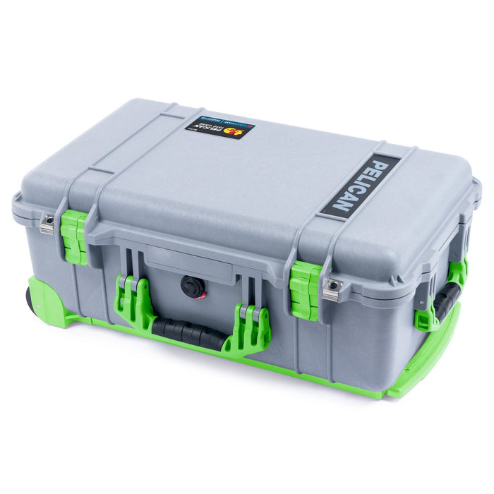 Pelican 1510 Case - Silver & Lime Green Trolley - Empty (Case Only)