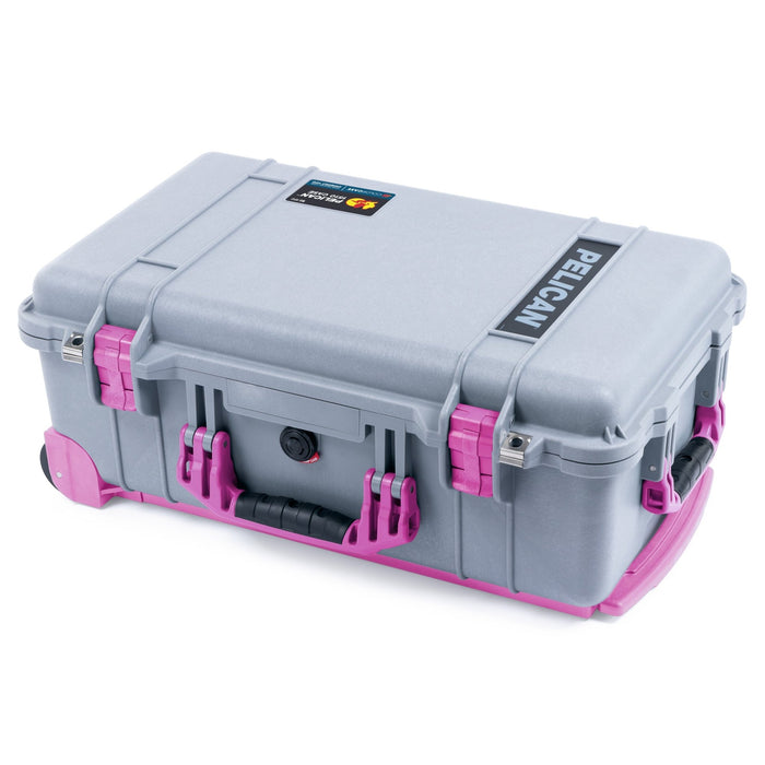 Pelican 1510 Case - Silver & Magenta Trolley - Empty (Case Only)