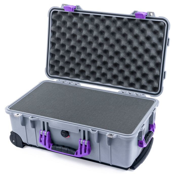 Pelican 1510 Case - Silver & Purple - Pick & Pluck Foam / Convolute Lid Foam