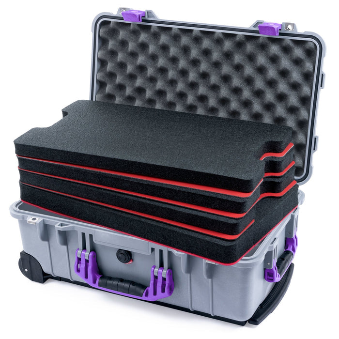 Pelican 1510 Case - Silver & Purple - DIY Tool Foam Kit / Convolute Lid Foam