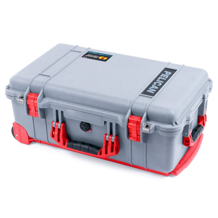 Pelican 1510 Case - Silver & Red Trolley - Empty (Case Only)