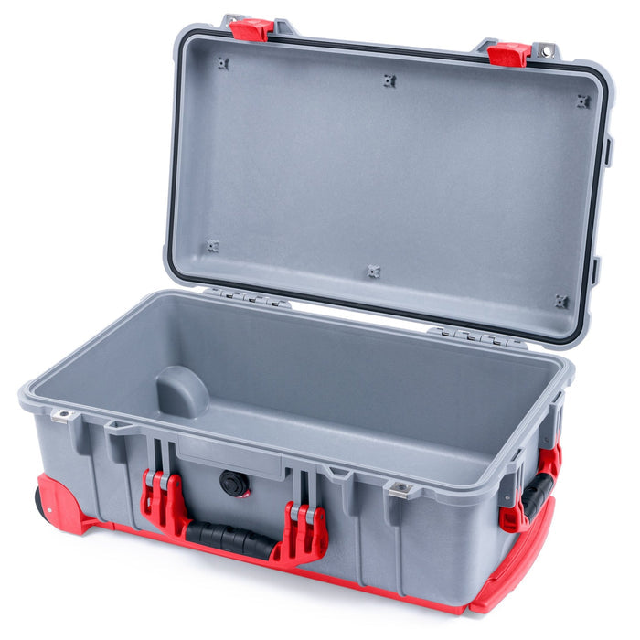Pelican 1510 Case - Silver & Red Trolley - Empty (Case Only)