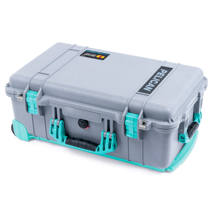Pelican 1510 Case - Silver & Teal Trolley - Empty (Case Only)