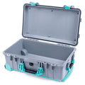 Pelican 1510 Case - Silver & Teal Trolley - Empty (Case Only)