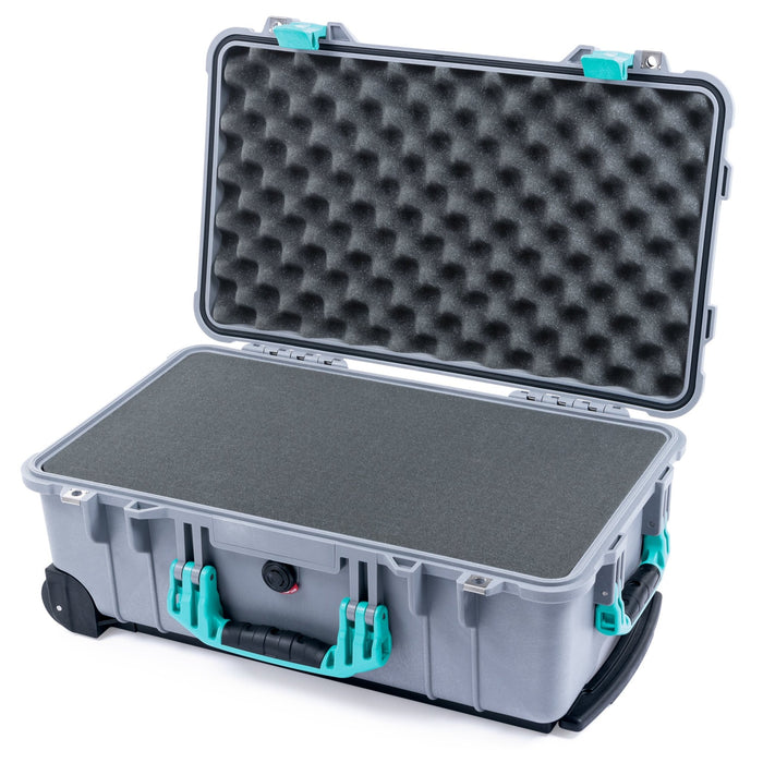Pelican 1510 Case - Silver & Teal - Pick & Pluck Foam / Convolute Lid Foam