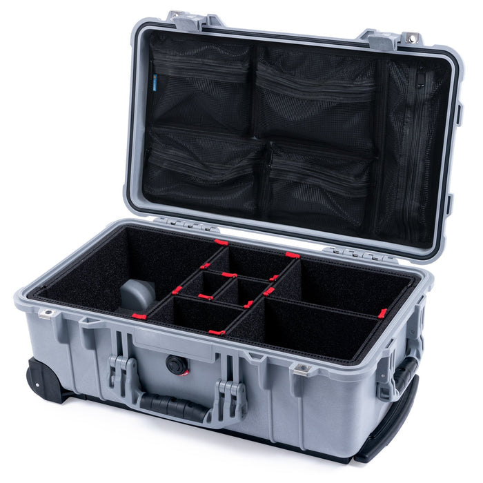 Pelican 1510 Case - Silver - TrekPak Divider System / Mesh Lid Organizer