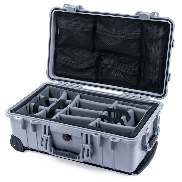 Pelican 1510 Case - Silver - Padded Microfiber Dividers / Mesh Lid Organizer