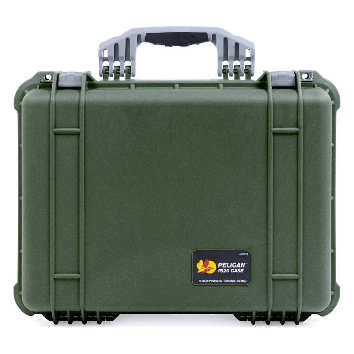 Pelican 1520 Case, OD Green with Silver Handle & Latches ColorCase