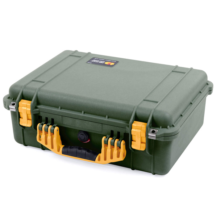 Pelican 1520 Case, OD Green with Yellow Handle & Latches ColorCase