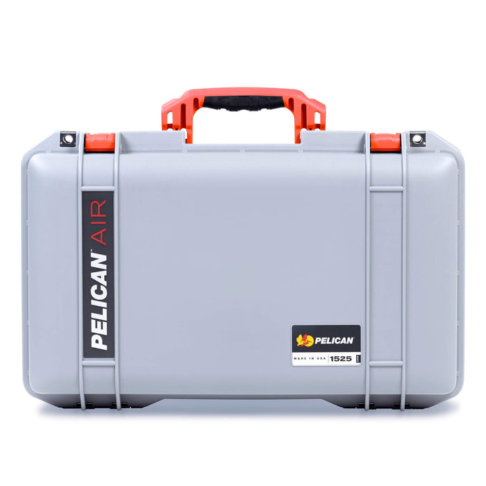 Pelican 1525 Air Case, Silver with Orange Handle & Latches ColorCase