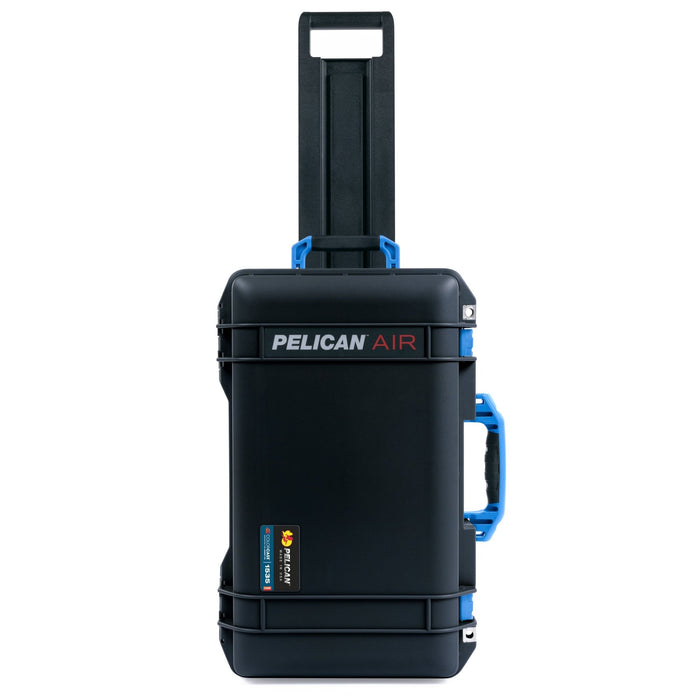 Pelican 1535 Air Carry-on Case - Black & Blue Trolley - Front View Upright