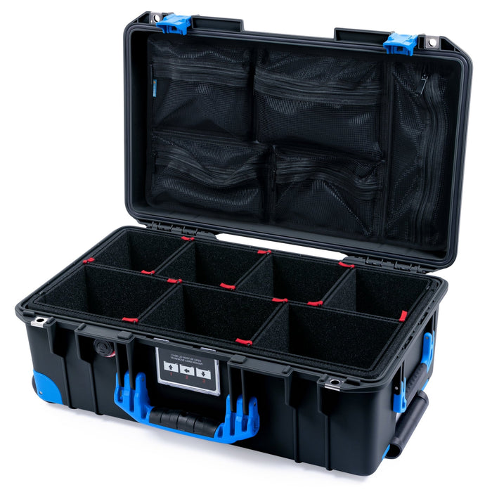 Pelican 1535 Air Carry-on Case - Black & Blue Trolley - TrekPak Divider System / Mesh Lid Organizer