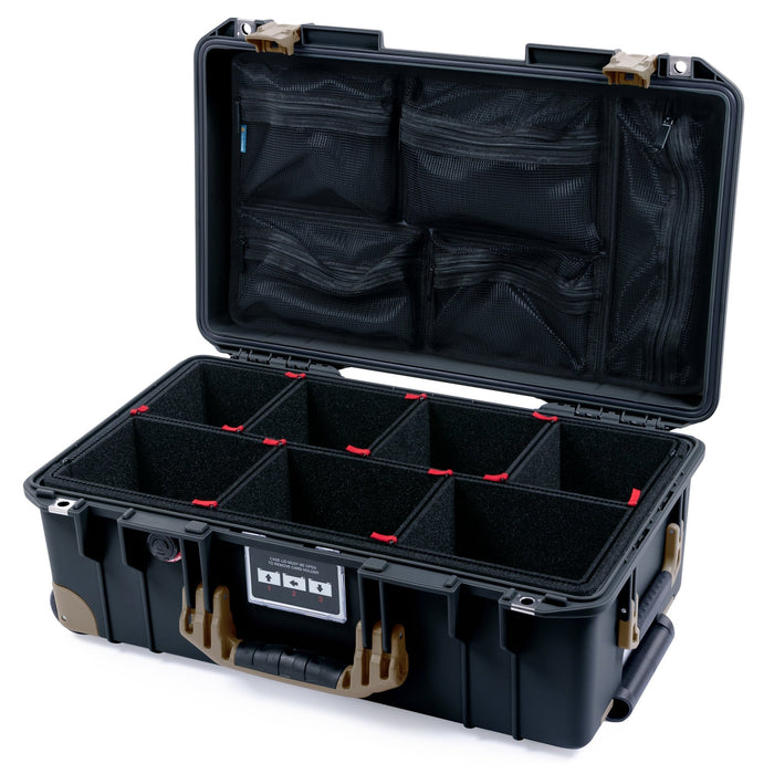 Pelican 1535 Air Carry - on Case - Black & Dark Desert Dirt Trolley - TrekPak Divider System / Mesh Lid Organizer