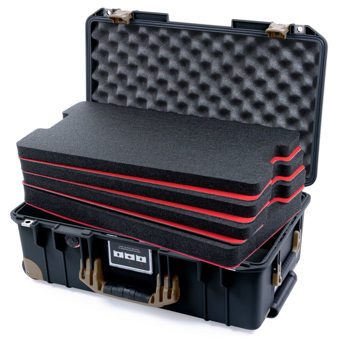 Pelican 1535 Air Carry - on Case - Black & Dark Desert Dirt Trolley - DIY Tool Foam Kit / Convoluted Lid Foam