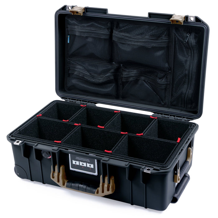 Pelican 1535 Air Carry - on Case - Black & Dark Desert Dirt - TrekPak Divider System / Mesh Lid Organizer