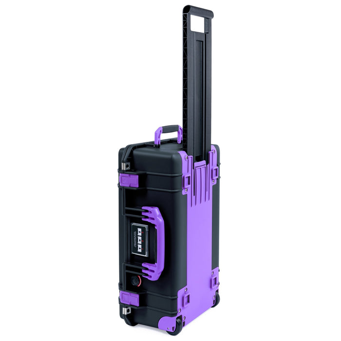 Pelican 1535 Air Carry-on Case - Black & Purple Trolley - Upright Trolley View
