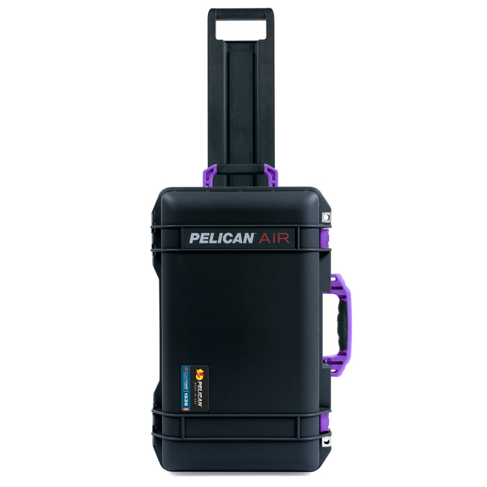 Pelican 1535 Air Carry-on Case - Black & Purple Trolley - Upright Front View