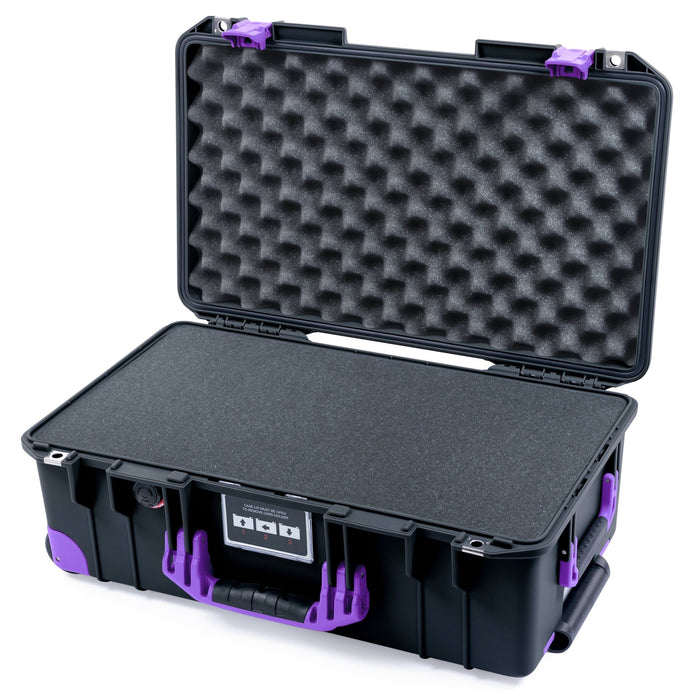 Pelican 1535 Air Carry-on Case - Black & Purple Trolley - Pick & Pluck Foam / Convoluted Lid Foam