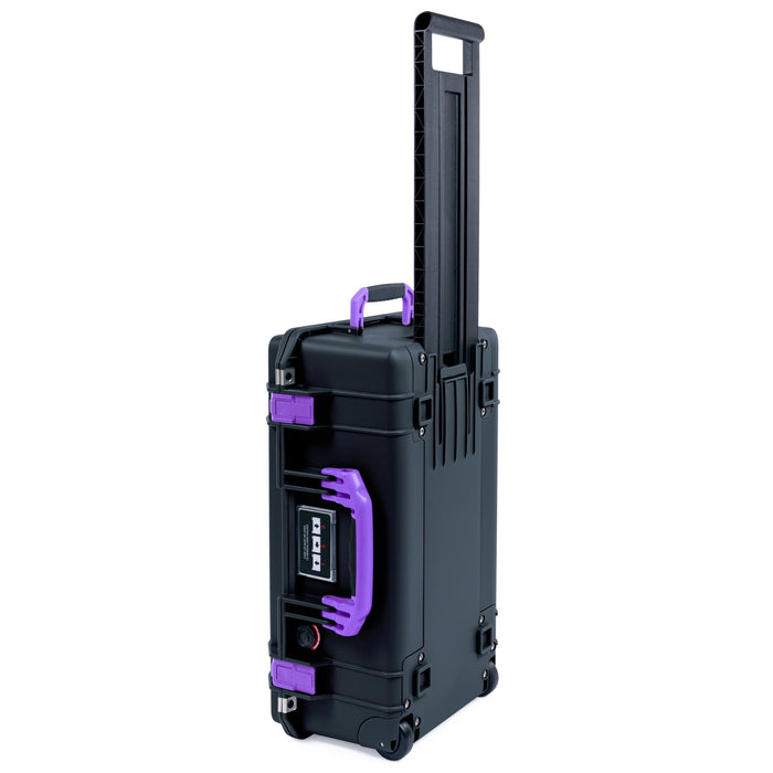 Pelican 1535 Air Carry-on Case - Black & Purple - Upright View of Trolley