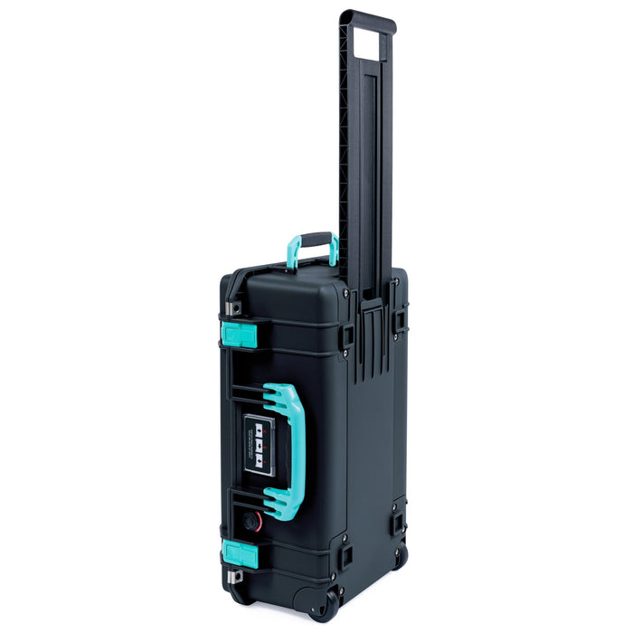 Pelican 1535 Air Carry-on Case - Black & Teal - Back Trolley Upright View