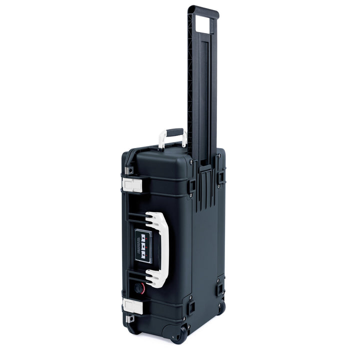 Pelican 1535 Air Carry-on Case in Black with White Handles & Latches - Trolley Side View