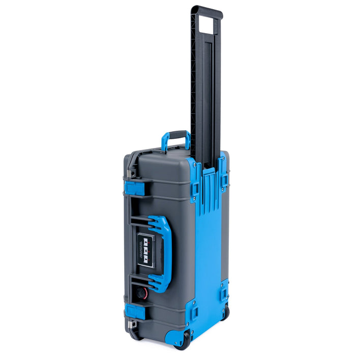 Pelican 1535 Air Carry-on Case - Charcoal & Blue Trolley - Upright Trolley View