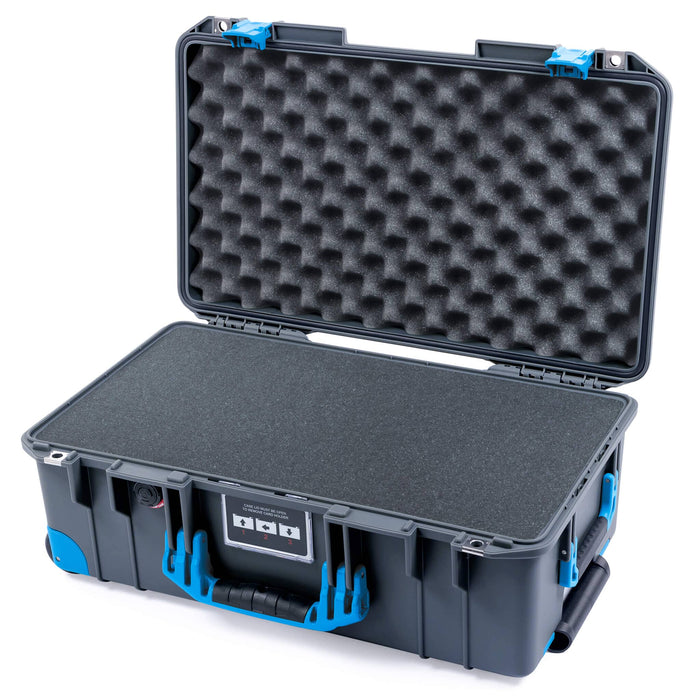 Pelican 1535 Air Carry-on Case - Charcoal & Blue Trolley - Pick & Pluck Foam / Convoluted Lid Foam