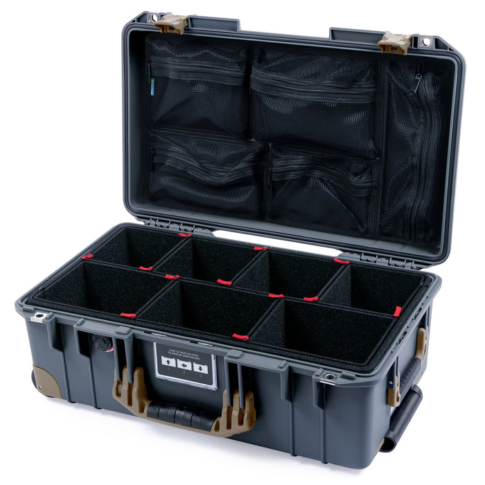 Pelican 1535 Air Carry - on Case - Charcoal & Dark Desert Dirt Trolley - TrekPak Divider System / Mesh Lid Organizer