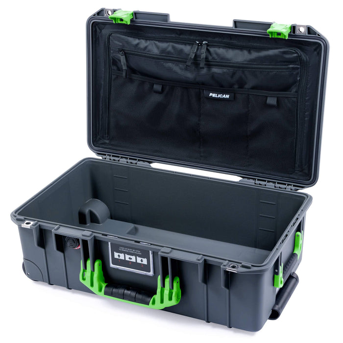 Pelican 1535 Air Carry - on Case - Charcoal & Lime Green - TRVL Lid Organizer Only