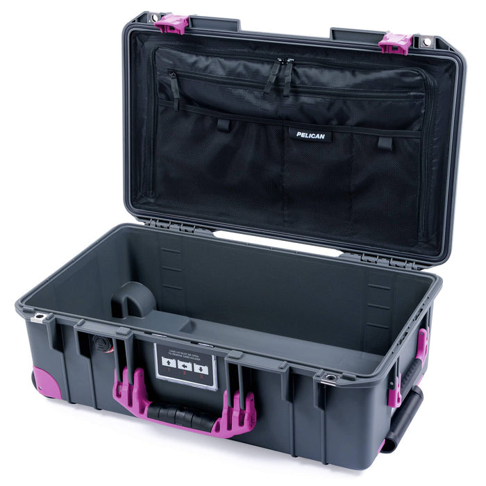 Pelican 1535 Air Carry - on Case - Charcoal & Magenta Trolley - TRVL Lid Organizer Only