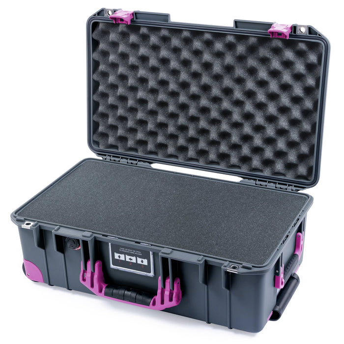Pelican 1535 Air Carry - on Case - Charcoal & Magenta Trolley - Pick & Pluck Foam / Convoluted Lid Foam