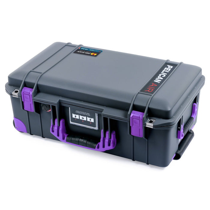 Pelican 1535 Air Carry - on Case - Charcoal & Purple Trolley - Empty