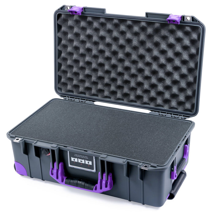 Pelican 1535 Air Carry - on Case - Charcoal & Purple Trolley - Pick & Pluck Foam / Convoluted Lid Foam