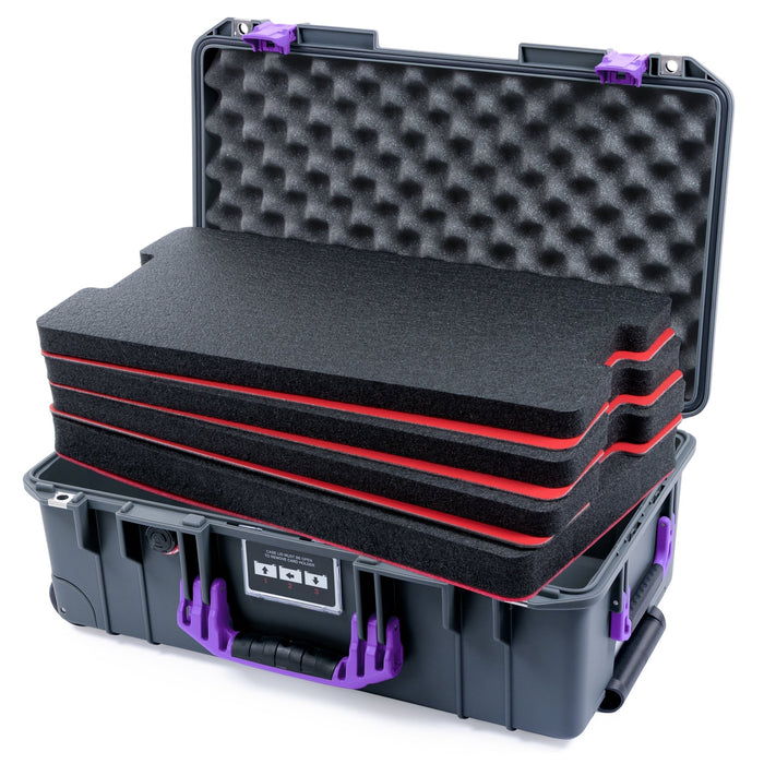 Pelican 1535 Air Carry - on Case - Charcoal & Purple - DIY Tool Foam Kit / Convoluted Lid Foam